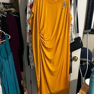 Ashley Stewart Golden Yellow Draped Maxi Dress